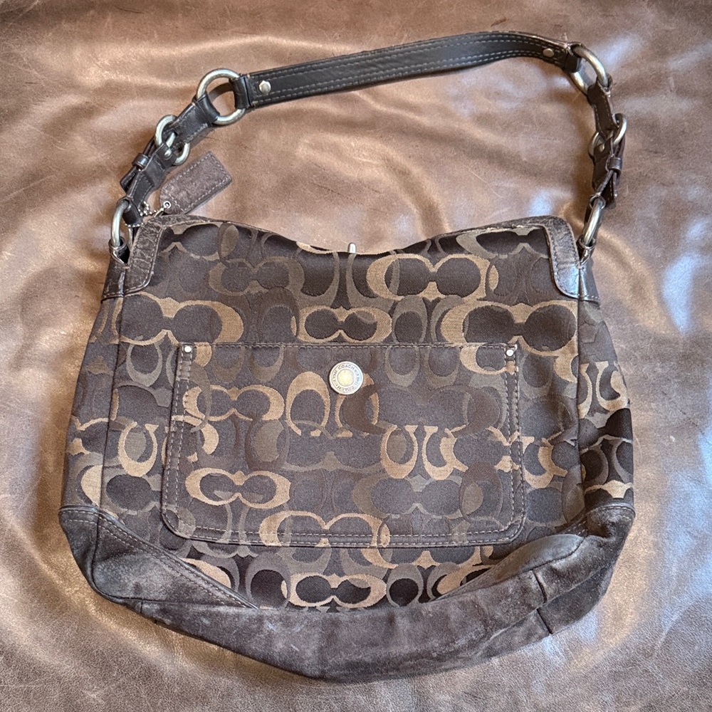 Coach Dark Brown Signature Shoulder Bag